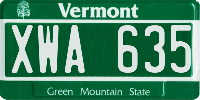 VT license plate XWA635