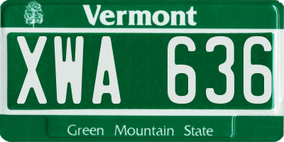VT license plate XWA636