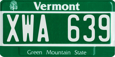 VT license plate XWA639