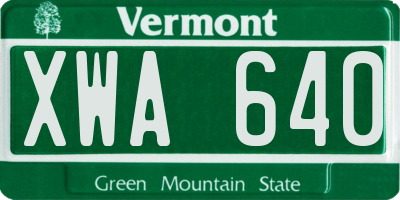 VT license plate XWA640