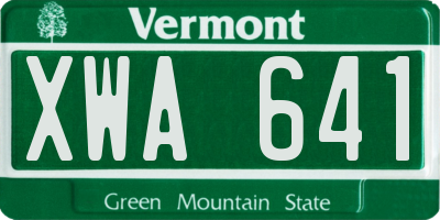 VT license plate XWA641
