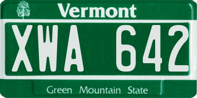 VT license plate XWA642
