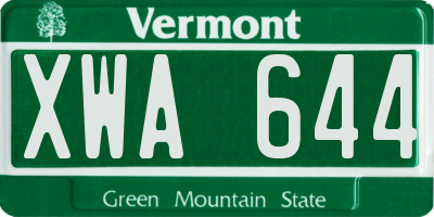 VT license plate XWA644