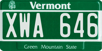 VT license plate XWA646