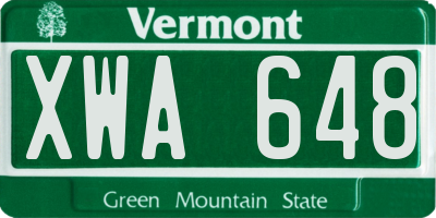VT license plate XWA648