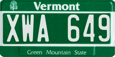 VT license plate XWA649