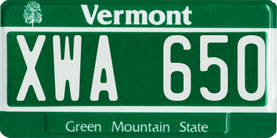 VT license plate XWA650