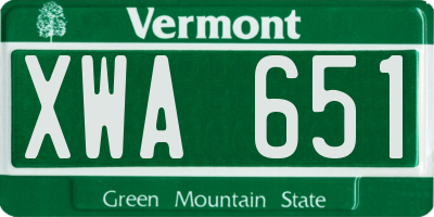 VT license plate XWA651