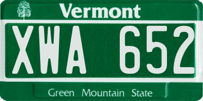 VT license plate XWA652