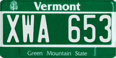 VT license plate XWA653