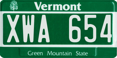 VT license plate XWA654