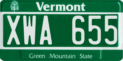 VT license plate XWA655