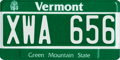 VT license plate XWA656