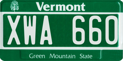 VT license plate XWA660