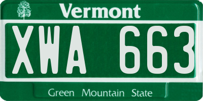 VT license plate XWA663