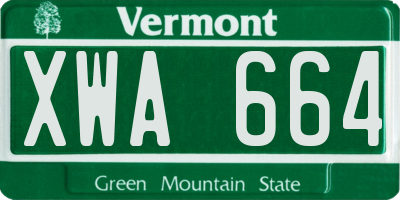VT license plate XWA664