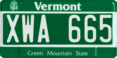 VT license plate XWA665