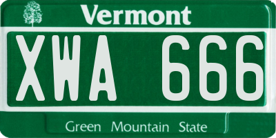 VT license plate XWA666