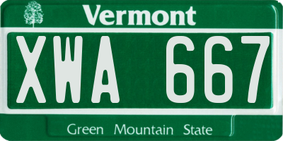 VT license plate XWA667