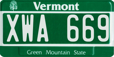 VT license plate XWA669
