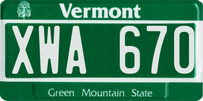 VT license plate XWA670