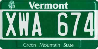 VT license plate XWA674