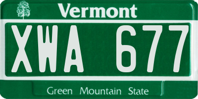 VT license plate XWA677