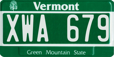 VT license plate XWA679