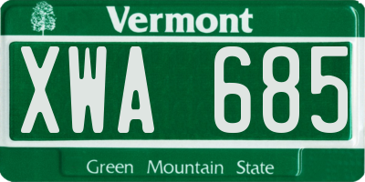 VT license plate XWA685