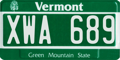 VT license plate XWA689