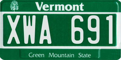 VT license plate XWA691