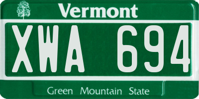 VT license plate XWA694