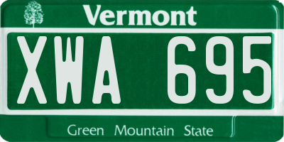 VT license plate XWA695