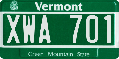 VT license plate XWA701