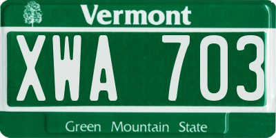 VT license plate XWA703