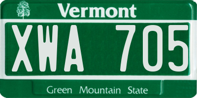 VT license plate XWA705