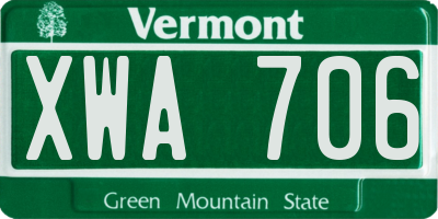 VT license plate XWA706