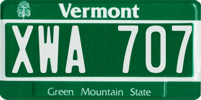 VT license plate XWA707