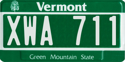 VT license plate XWA711