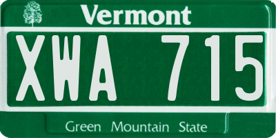 VT license plate XWA715
