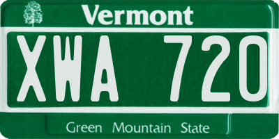 VT license plate XWA720