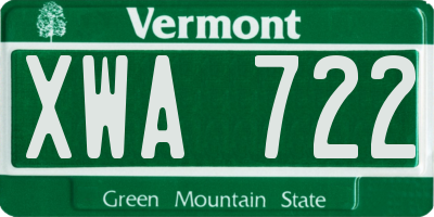 VT license plate XWA722