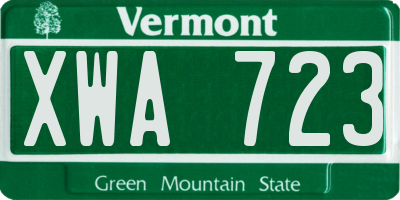 VT license plate XWA723