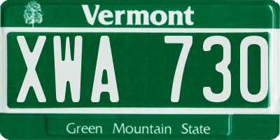 VT license plate XWA730