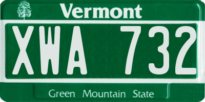 VT license plate XWA732