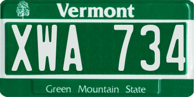 VT license plate XWA734