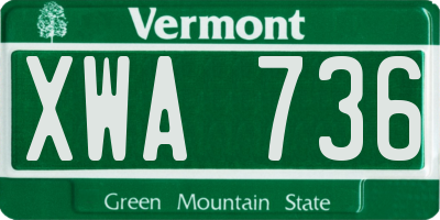 VT license plate XWA736