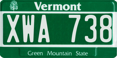 VT license plate XWA738