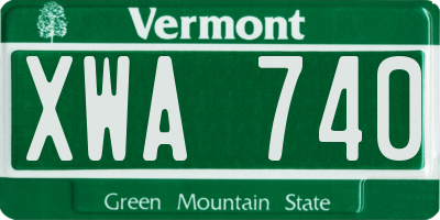 VT license plate XWA740
