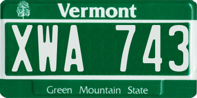 VT license plate XWA743
